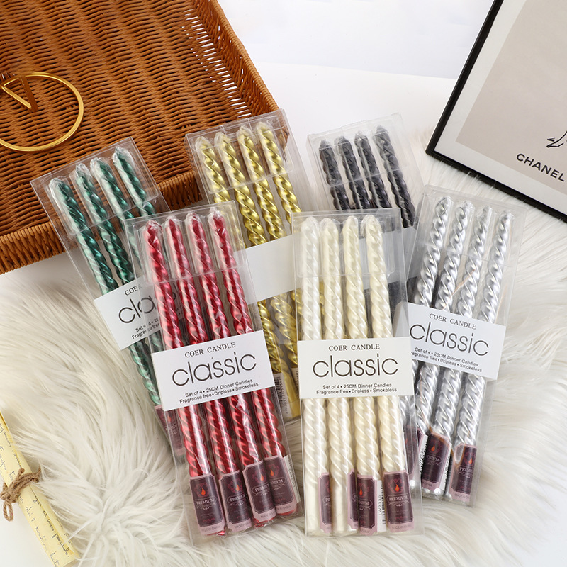 Unity Candle Set - Candele a candeliere filettate colorate a