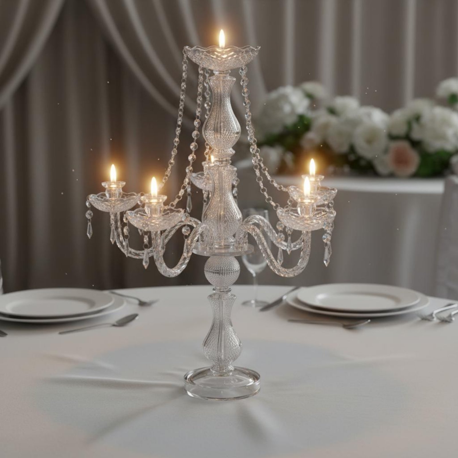 Unity Candle Set - Candelabro in Cristallo Elegante per Matrimoni,