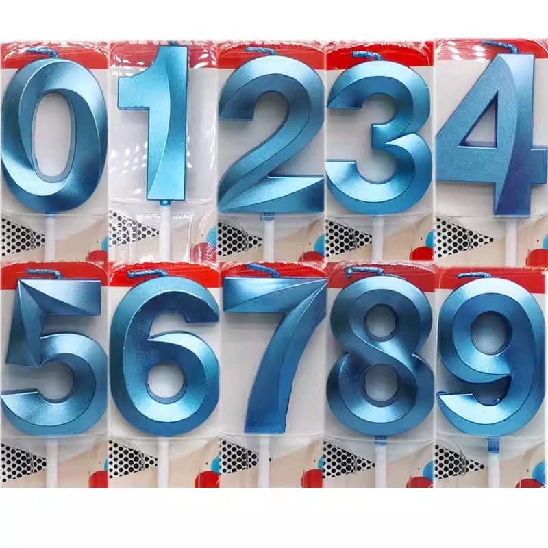 Unity Candle Set - Candele per torta con numeri blu